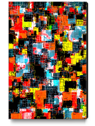 geometric pixel square pattern abstract in red blue yellow Canvas Print by Timmy333