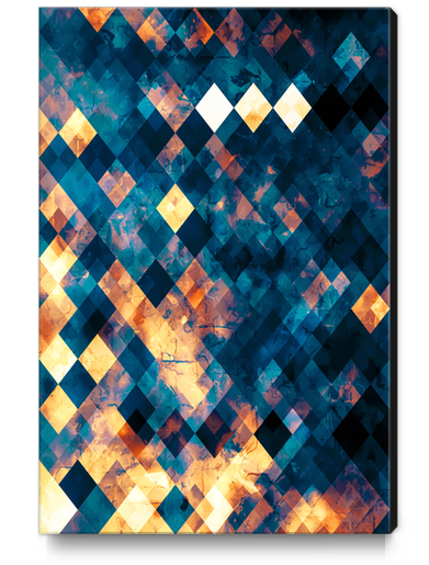 geometric pixel square pattern abstract art in blue brown orange Canvas Print by Timmy333