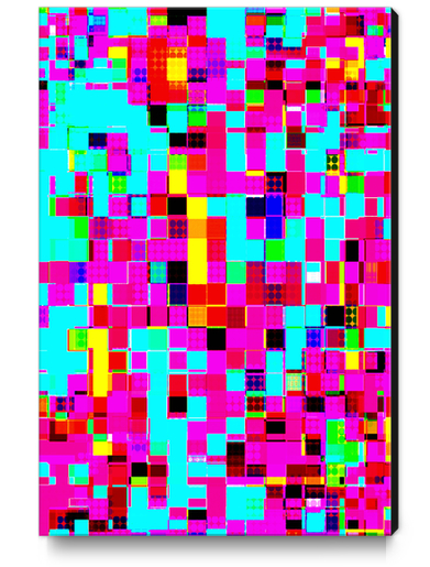 geometric pixel square pattern abstract background in pink blue yellow Canvas Print by Timmy333