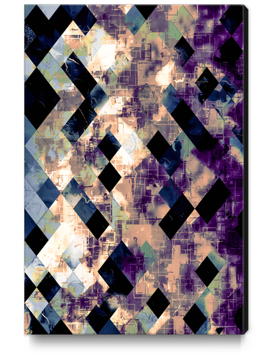 geometric pixel square pattern abstract art in purple blue brown Canvas Print by Timmy333