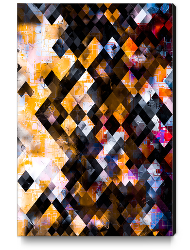 geometric square pixel pattern abstract background in orange pink blue Canvas Print by Timmy333