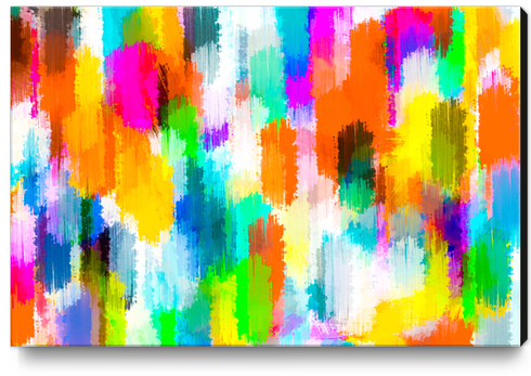 abstract splatter brush stroke painting texture background in orange pink blue yellow Canvas Print by Timmy333