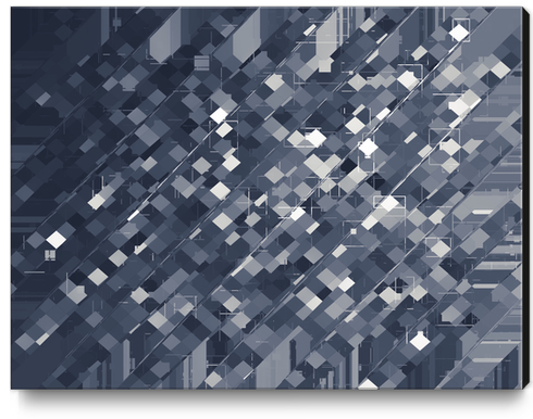 geometric square pixel pattern abstract background in black and white Canvas Print by Timmy333