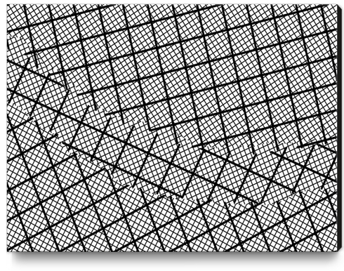 geometric square shape line pattern abstract background in black and white Canvas Print by Timmy333