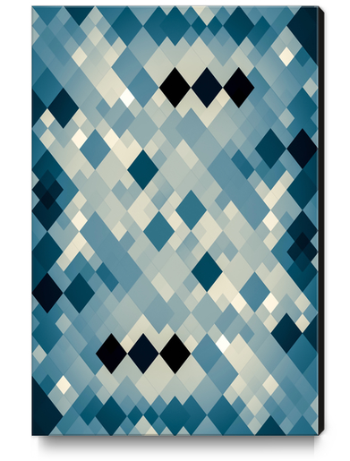 geometric square pixel pattern abstract art background in blue Canvas Print by Timmy333