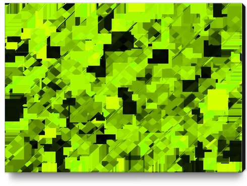 geometric square pixel pattern abstract background in green and black Canvas Print by Timmy333