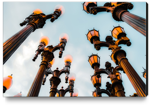 Urban Lights pole with blue sky at LACMA, Los Angeles, California, USA with blue sky Canvas Print by Timmy333