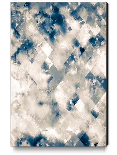 geometric square pixel pattern abstract background in blue black and white Canvas Print by Timmy333