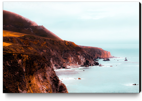 Mountains with ocean view at Big Sur, Highway 1, California, USA Canvas Print by Timmy333