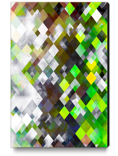 geometric pixel square pattern abstract background in green brown Canvas Print by Timmy333