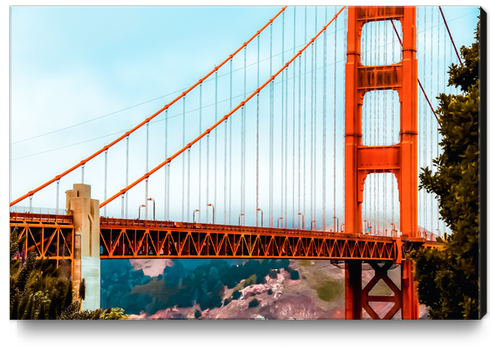 Closeup the Golden Gate Bridge with blue sky, San Francisco, USA Canvas Print by Timmy333