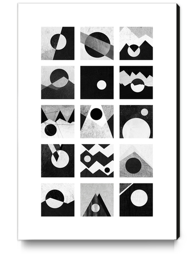 Black & white / Circles & squares Canvas Print by Elisabeth Fredriksson