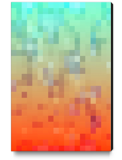 geometric pixel square pattern abstract background in orange blue Canvas Print by Timmy333