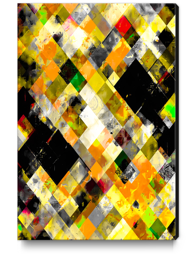 geometric pixel square pattern abstract background in yellow orange Canvas Print by Timmy333