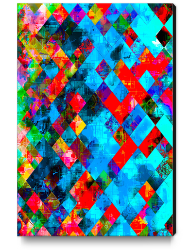 colorful geometric pixel square pattern abstract background in blue red pink Canvas Print by Timmy333