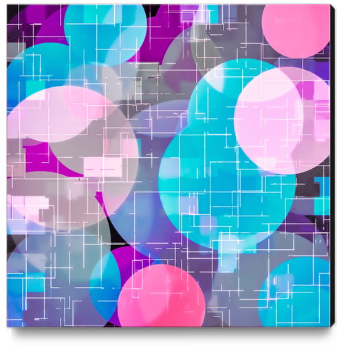 geometric square and circle pattern abstract in blue pink purple Canvas Print by Timmy333