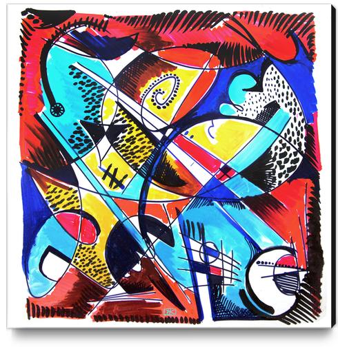 Construction rouge et bleue Canvas Print by Denis Chobelet