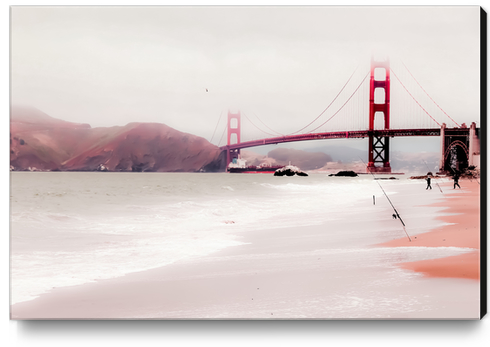 Beach with Golden Gate Bridge view San Francisco USA Canvas Print by Timmy333