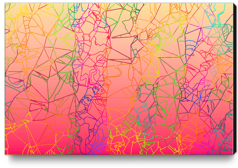 geometric line art abstract background in pink yellow green blue Canvas Print by Timmy333