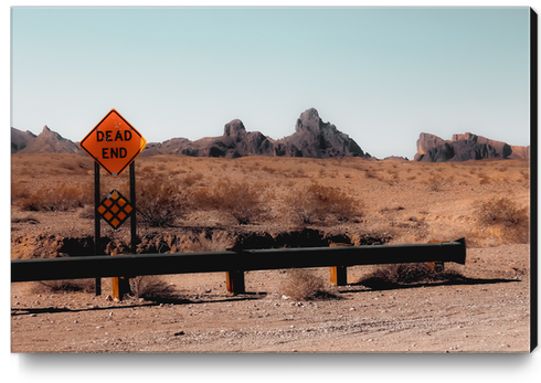 Summer road trip in the desert with mountains view in USA Canvas Print by Timmy333