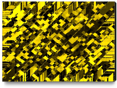 geometric square pixel pattern abstract background in yellow and black Canvas Print by Timmy333