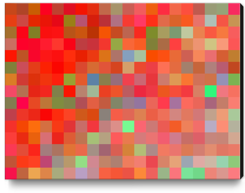 red and orange geometric square pixel pattern abstract background Canvas Print by Timmy333