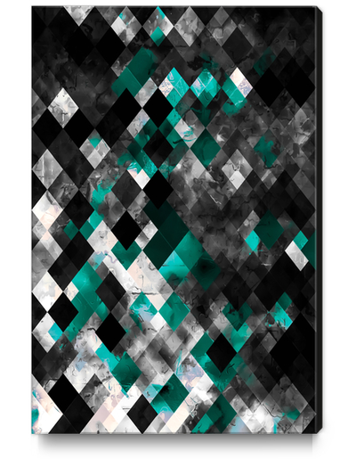 geometric pixel square pattern abstract background in blue green black Canvas Print by Timmy333