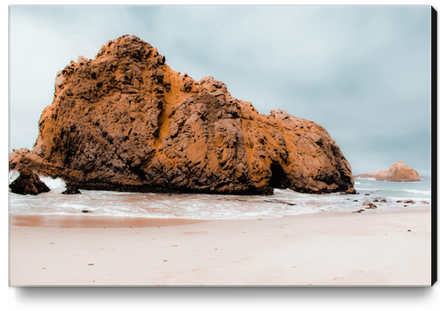 Big stone in the sandy beach at Pfeiffer Beach, Big Sur, California, USA Canvas Print by Timmy333