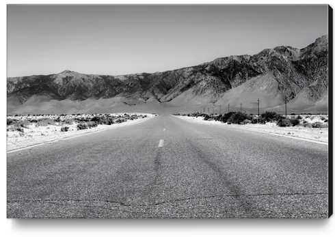 road trip in the desert land in California in black and white Canvas Print by Timmy333