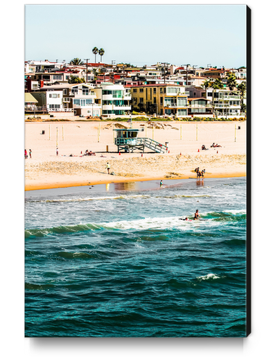 Summer sandy beach at Manhattan beach California USA Canvas Print by Timmy333