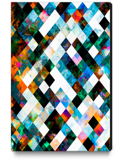 geometric pixel square pattern abstract background in green blue brown Canvas Print by Timmy333