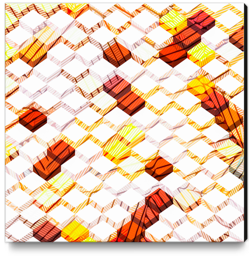 geometric square cube pattern abstract background in brown and yellow Canvas Print by Timmy333