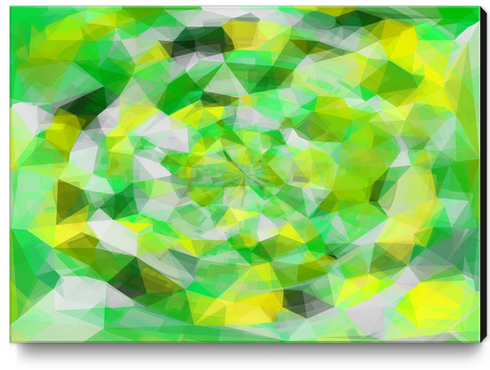 geometric polygon abstract pattern in green and yellow Canvas Print by Timmy333