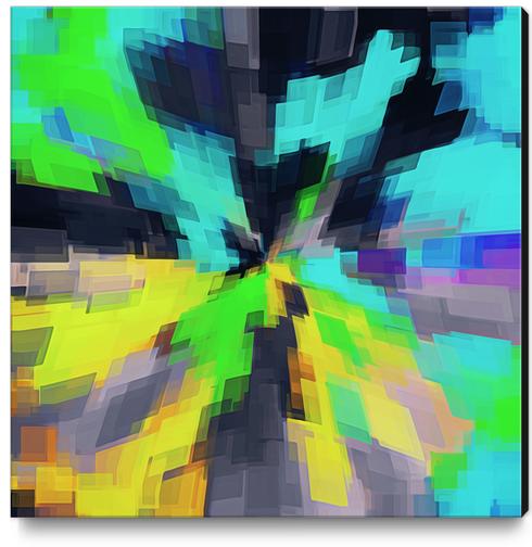 blue green yellow and black square pattern abstract background Canvas Print by Timmy333