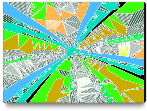 psychedelic geometric pattern drawing abstract background in blue green yellow brown Canvas Print by Timmy333