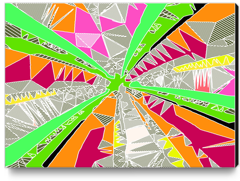 psychedelic geometric pattern drawing abstract background in green orange red pink Canvas Print by Timmy333