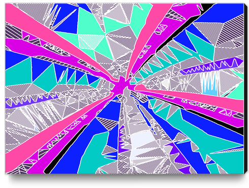 psychedelic geometric pattern drawing abstract background in blue pink purple Canvas Print by Timmy333