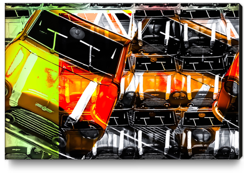 psychedelic Mini Cooper orange sport car abstract background Canvas Print by Timmy333