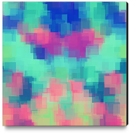 pink blue and green square pattern abstract background Canvas Print by Timmy333