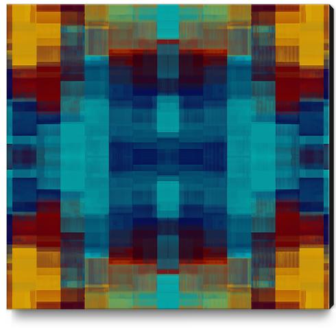 blue yellow and red plaid pattern abstract background Canvas Print by Timmy333