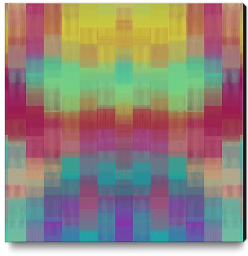 yellow pink blue and purple plaid pattern abstract background Canvas Print by Timmy333