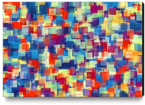 orange red and blue square pattern abstract background Canvas Print by Timmy333