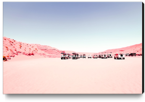 sand desert with blue sky at Antelope Canyon, USA Canvas Print by Timmy333