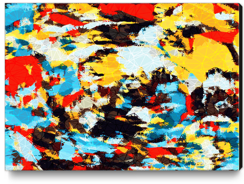 psychedelic geometric splash painting abstract pattern in yellow red blue brown Canvas Print by Timmy333