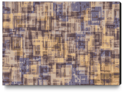 psychedelic geometric square pattern abstract in brown and blue Canvas Print by Timmy333