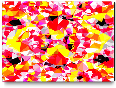 psychedelic geometric triangle polygon abstract pattern in red pink yellow Canvas Print by Timmy333