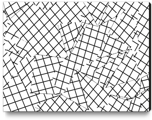 geometric square shape line pattern abstract background in black and white Canvas Print by Timmy333