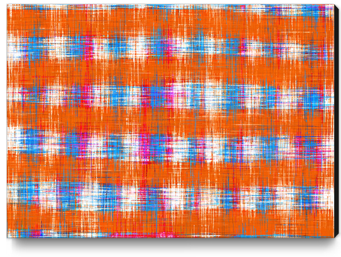 plaid pattern abstract texture in orange blue pink Canvas Print by Timmy333