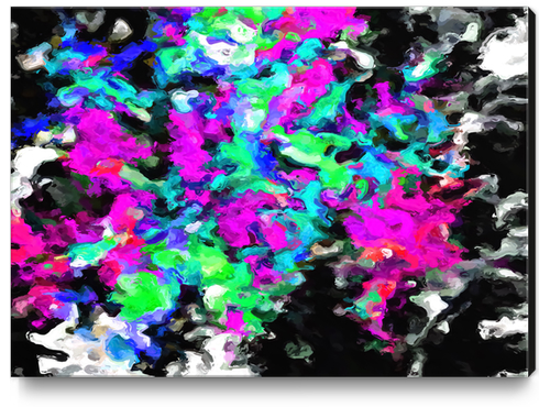 psychedelic splash painting abstract texture in pink purple blue green black Canvas Print by Timmy333