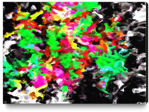 psychedelic splash painting abstract texture in pink green yellow black Canvas Print by Timmy333